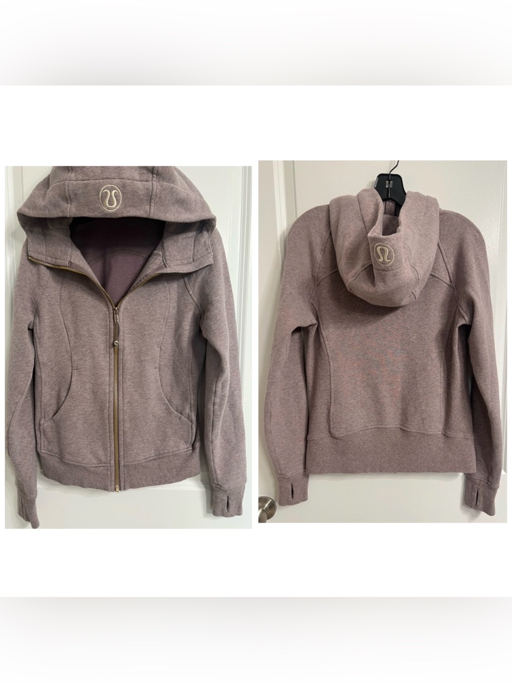 Lululemon Scuba Full Zip Hoodie Heathered Mauve Gold Size 6